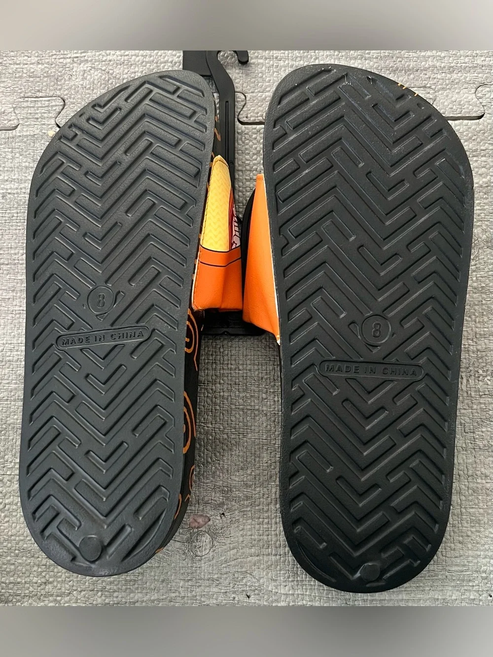 Naruto Ichiraku Ramen Men's Slide Sandals Black Orange Yellow Logo Slip-On